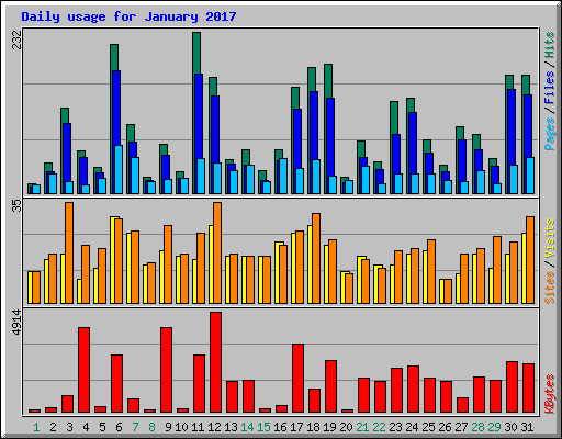 Daily usage for January 2017