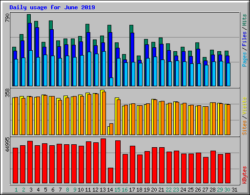 Daily usage for June 2019