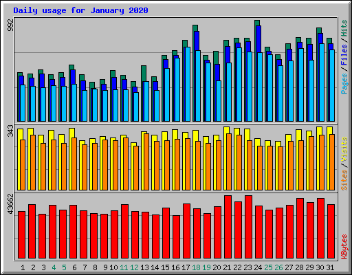 Daily usage for January 2020