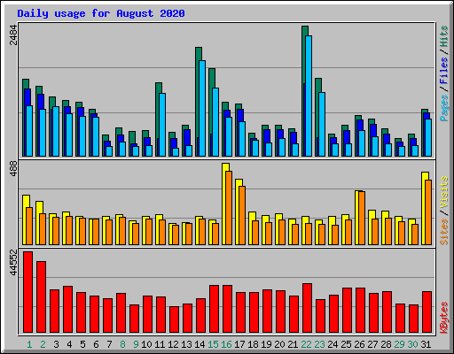 Daily usage for August 2020