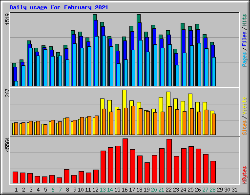 Daily usage for February 2021