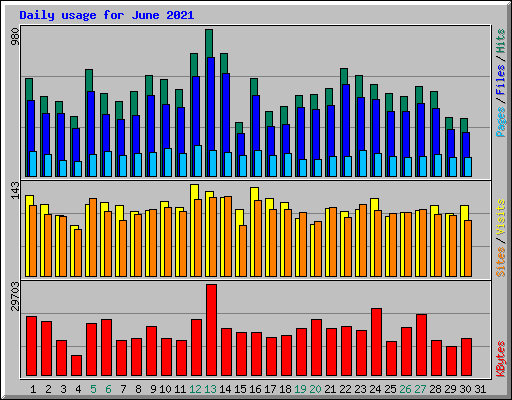 Daily usage for June 2021