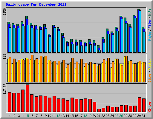 Daily usage for December 2021