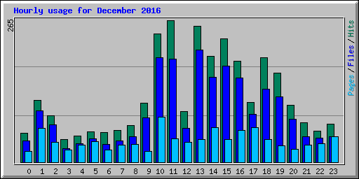Hourly usage for December 2016
